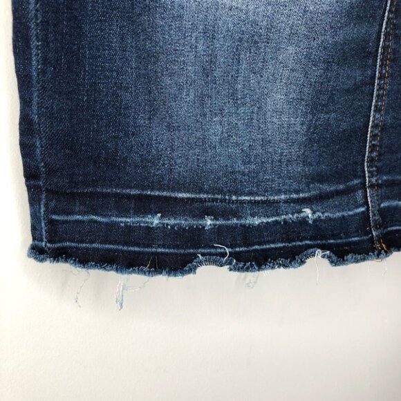 Kancan  Dark Wash Raw Hem Denim Mini Skirt Size 27 - Picture 4 of 8